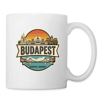 Budapest-Ungarn Vintage-Reisesouvenir-Abzeichen - Tasse - Weiß - Rechts