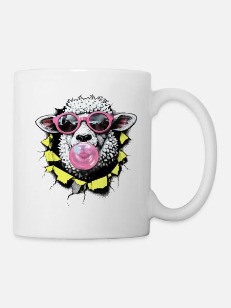 Popart Sheep – Demi-ton d’été avec lunettes de soleil - Mug blanc - blanc