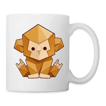 Origami Affe – Rockhandzeichen Polygon Style - Tasse - Weiß - Rechts