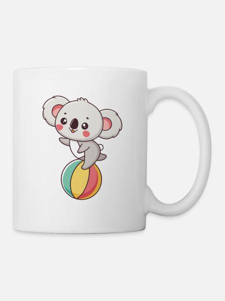 Koala auf regenbogenfarbenem Ball - Tasse - Weiß