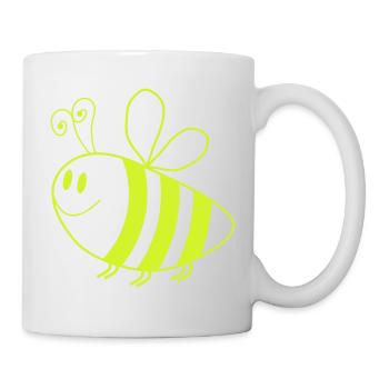 Glowing Honey Bee – Neon Green Cartoon - Mug - white - Right