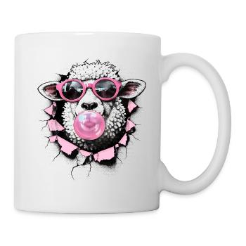 Cooles Schaf – Sommer Halftone Digitale Kunst - Tasse - Weiß - Rechts