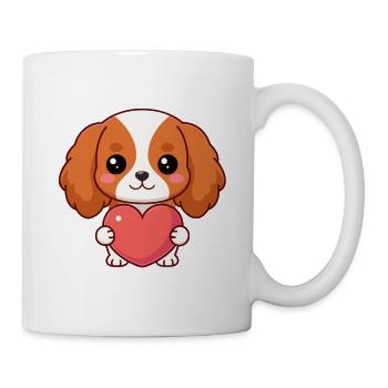 Süßer Hund mit rosa Herz - Tasse - Weiß - Rechts