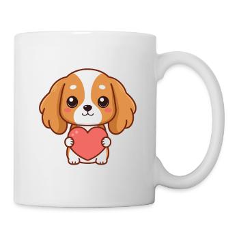 Chiot câlin tenant un cœur rose - Mug blanc - blanc - Droite