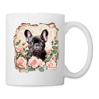 Französische Bulldogge - Tasse - Weiß - Rechts