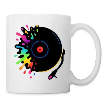 Plattenspieler buntes Pop-Vinyl - Tasse - Weiß - Rechts