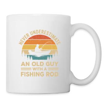 Never Underestimate Old Guy With Fishing Rod - Mug - white - Right