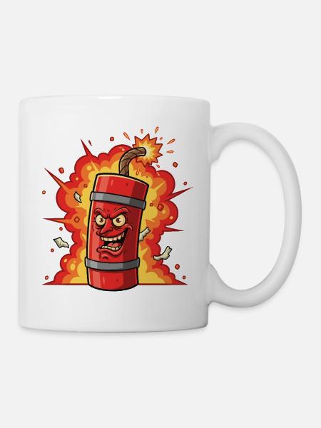 Knallendes Dynamit Cartoon - Tasse - Weiß