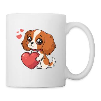Cavalier King Charles Sweet Heart Cartoon Puppy - Mug - white - Right