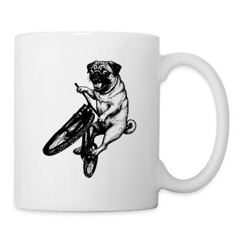 Funny Pug Riding Bicycle Vintage Retro Dog - Mug - white - Right