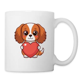 Chiot tendre tenant un cœur - Mug blanc - blanc - Droite