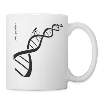 Passionate racing cyclist on DNA double helix - Mug - white - Right