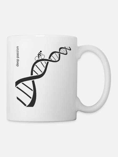 Passionate racing cyclist on DNA double helix - Mug - white