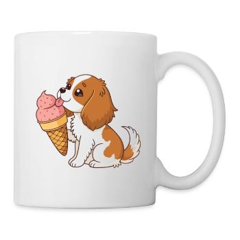 Cavalier King Charles Welpe gierig und Eiscreme - Tasse - Weiß - Rechts