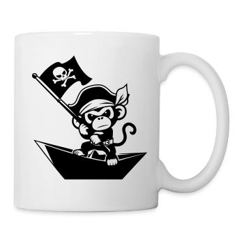 Pirat Affe im Papierboot - Tasse - Weiß - Rechts