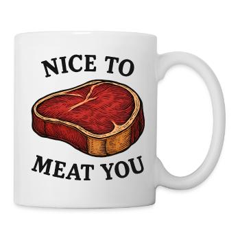 Ravi de vous rencontrer Jeu de mots sur le steak - Mug blanc - blanc - Droite