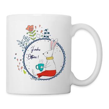 Easter bunny with tea cup - Mug - white - Right