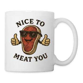 Nice to Meat You Cartoon Steak - Mug - white - Right