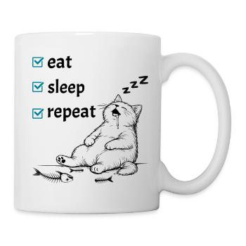 Mange, Sommeil, Répétition – Checklist Vie de chat mignon - Mug blanc - blanc - Droite