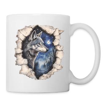 Wolf mit Sternenhimmel - Tasse - Weiß - Rechts