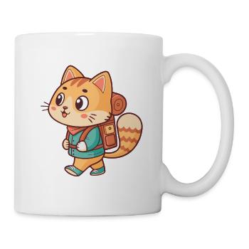 Chat aventurier en randonnée - Mug blanc - blanc - Droite