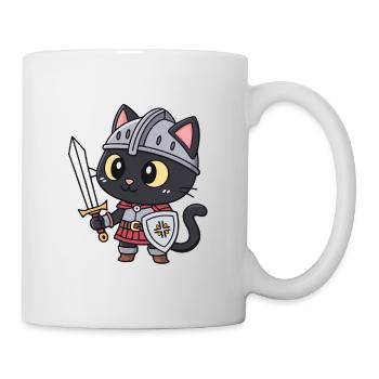 Niedliche bewaffnete Ritterkatze - Tasse - Weiß - Rechts