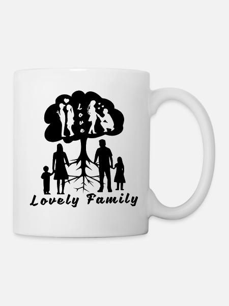 Lovely Family - Schwarz - Tasse - Weiß