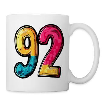 92 Zahl Bunt - Tasse - Weiß - Rechts