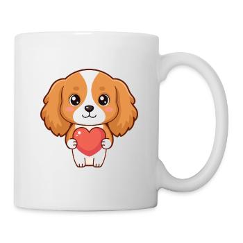 Puppy Cute Cuddly Rider Holding a Red Heart - Mug - white - Right