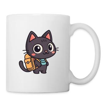 Chat explorateur mignon à cartable - Mug blanc - blanc - Droite
