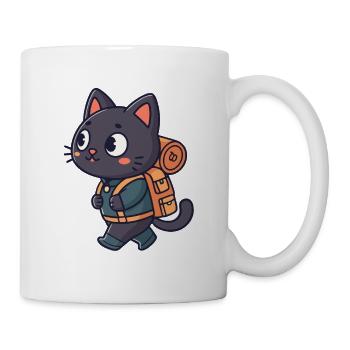 Chat randonneur aventurier pelucheux - Mug blanc - blanc - Droite