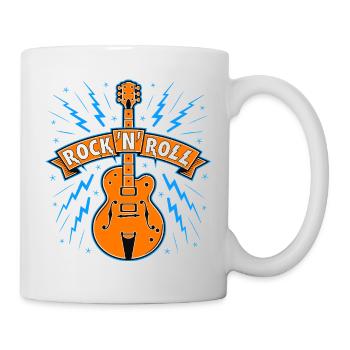Rock'N'Roll Banner with Guitar - Mug - white - Right
