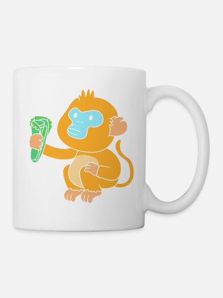 Stupsnasenaffe Affe Schimpanse - Tasse - Weiß