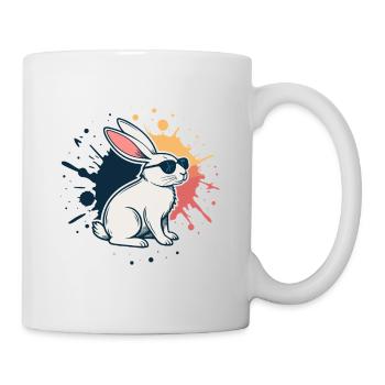 Cooler Hase mit Gläsern und Spritzern - Tasse - Weiß - Rechts