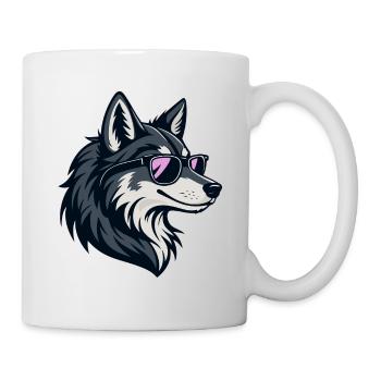 Loup chic avec lunettes roses - Mug blanc - blanc - Droite