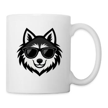 Wolf-Hipster-Sonnenbrille - Tasse - Weiß - Rechts