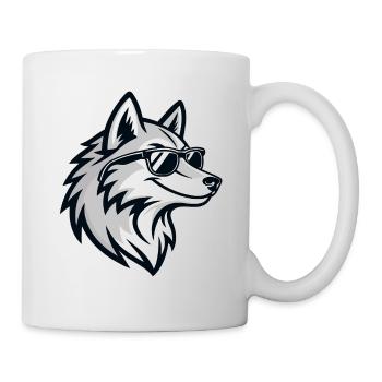 Loup graphique avec lunettes - Mug blanc - blanc - Droite