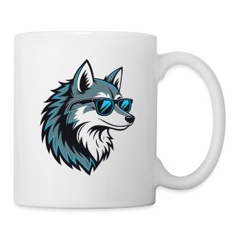 Loup stylé en lunettes bleues - Mug blanc - blanc - Droite