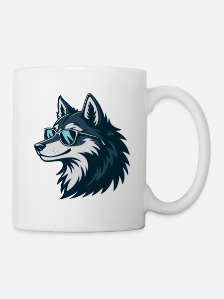 Stylish Wolf Sonnenbrille - Tasse - Weiß