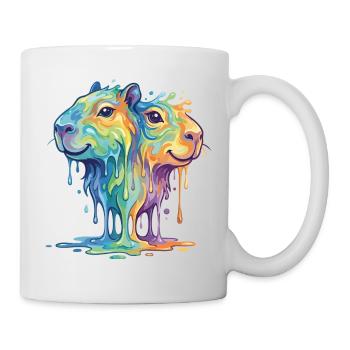 Schmelzende Regenbogen Capybara - Wasserschein - Tasse - Weiß - Rechts