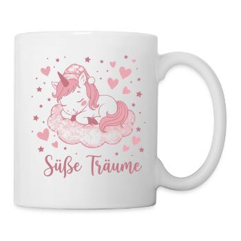 Süße Träume Einhorn auf Wolke - Tasse - Weiß - Rechts