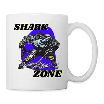 Eishockey Tor Puck hai angriff Shark Skater sport  - Mug - white - Right