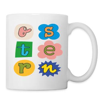 bunte Oster Buchstaben - Tasse - Weiß - Rechts