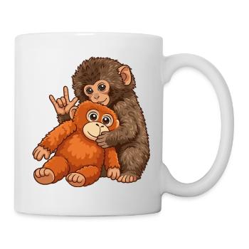 Monkey Punch Affe Süß Geschenk - Tasse - Weiß - Rechts