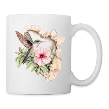 Hummingbird with flower - Mug - white - Right