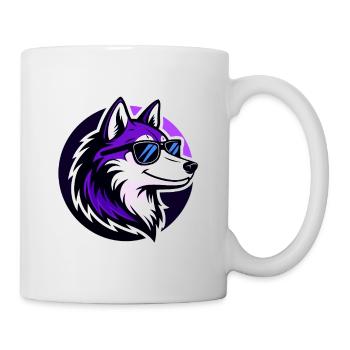 Loup Violet Lunettes Soleil Stylisé - Mug blanc - blanc - Droite