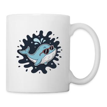 Chill Whale mit coolen Gläsern - Tasse - Weiß - Rechts