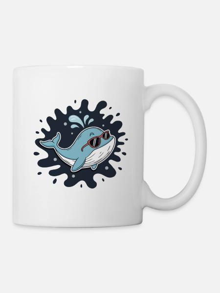 Chill Whale mit coolen Gläsern - Tasse - Weiß