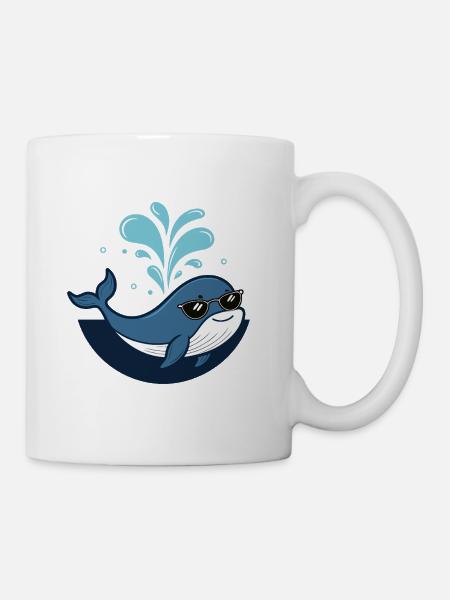 Whale Stylish Black Glasses - Tasse - Weiß