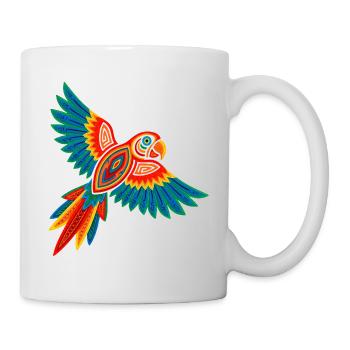 Bunter Mola Papagei - Tasse - Weiß - Rechts